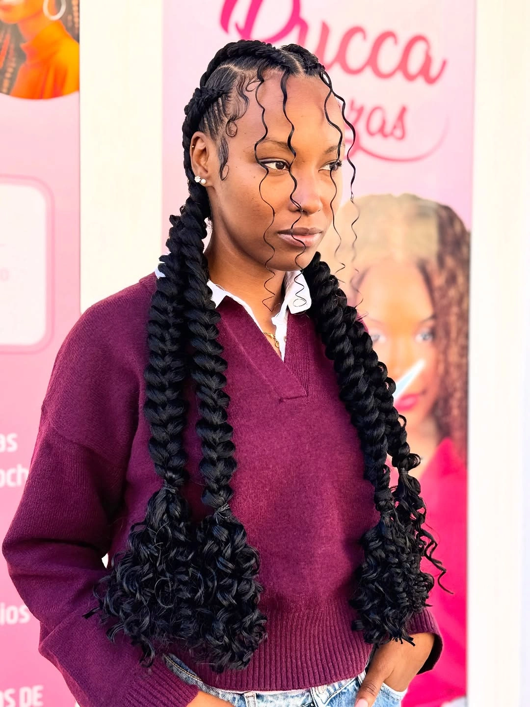 butterfly braids hairstyle Oversized Butterfly Braids With Curly Ends