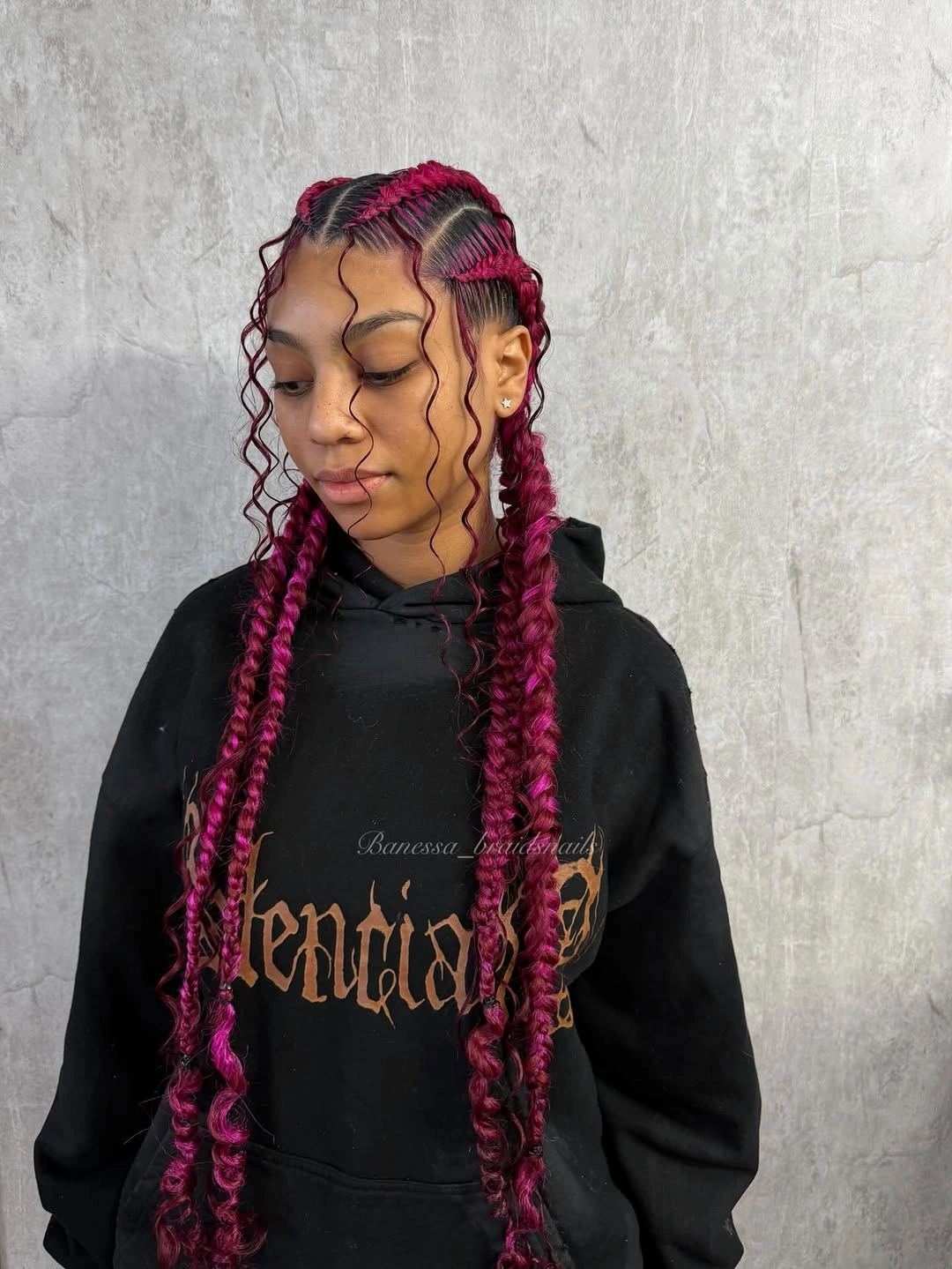 butterfly braids hairstyle Deep Berry Butterfly Braids With Sleek Precision