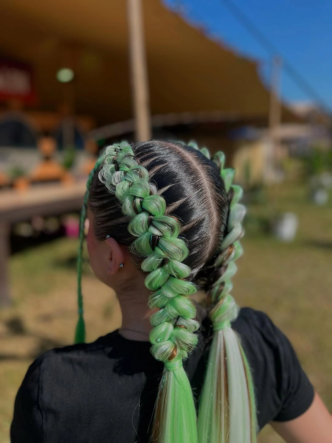 butterfly braids hairstyle Mint Green Butterfly Braids With Modern Festival Energy