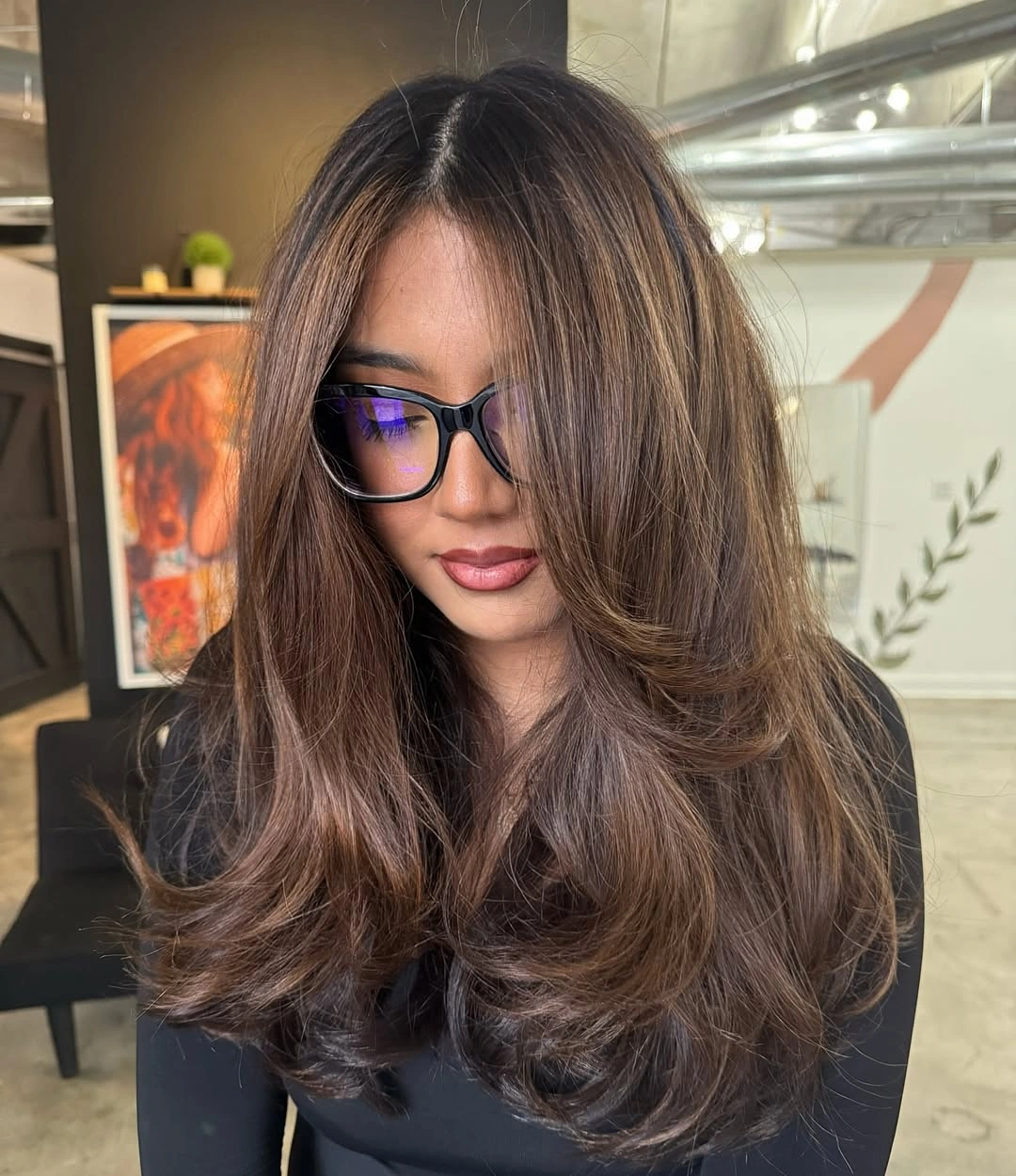 chestnut brown hair color Smoky Chestnut Layers With Bright Front Pieces