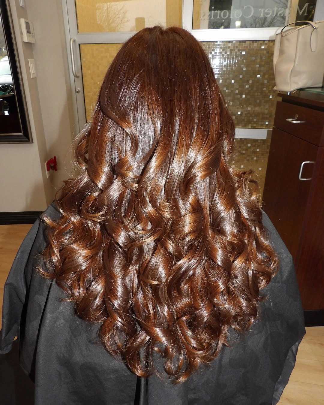 chestnut brown hair color High-Shine Chestnut Curls From Behind