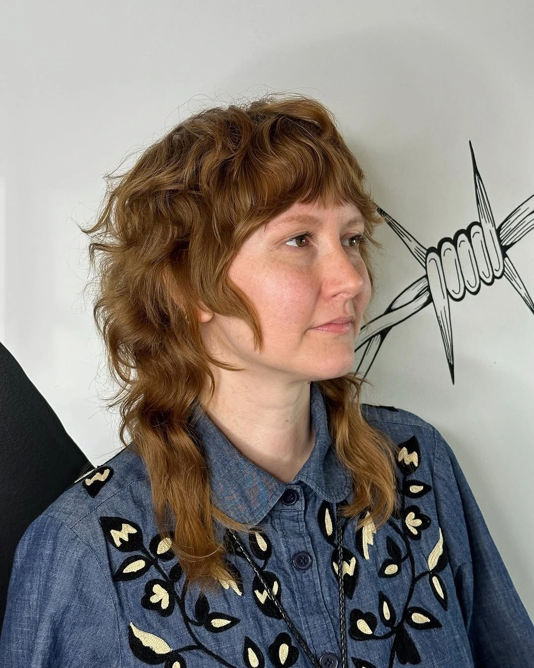 choppy medium layered hair Soft Copper Wavy Shag With Relaxed Texture