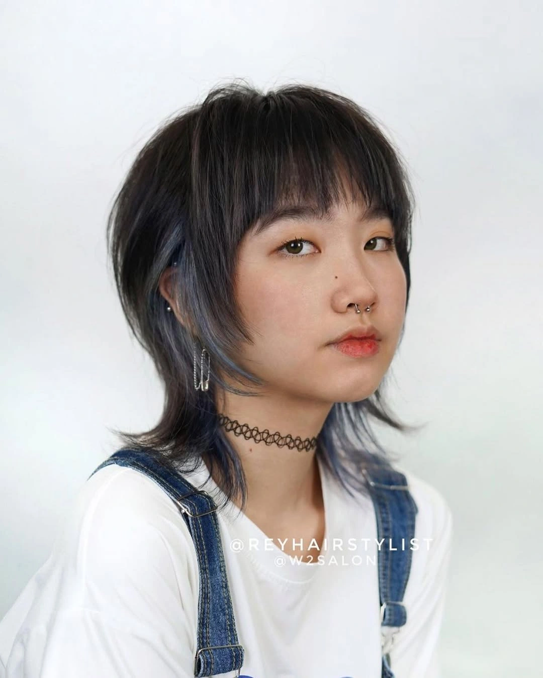choppy medium layered hair Soft Charcoal Wolf Cut With Airy Texture