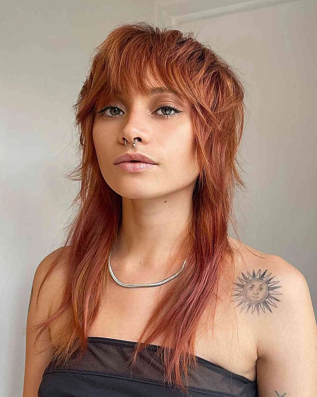 choppy medium layered hair Soft Cinnamon Wolf Cut With Feathered Texture
