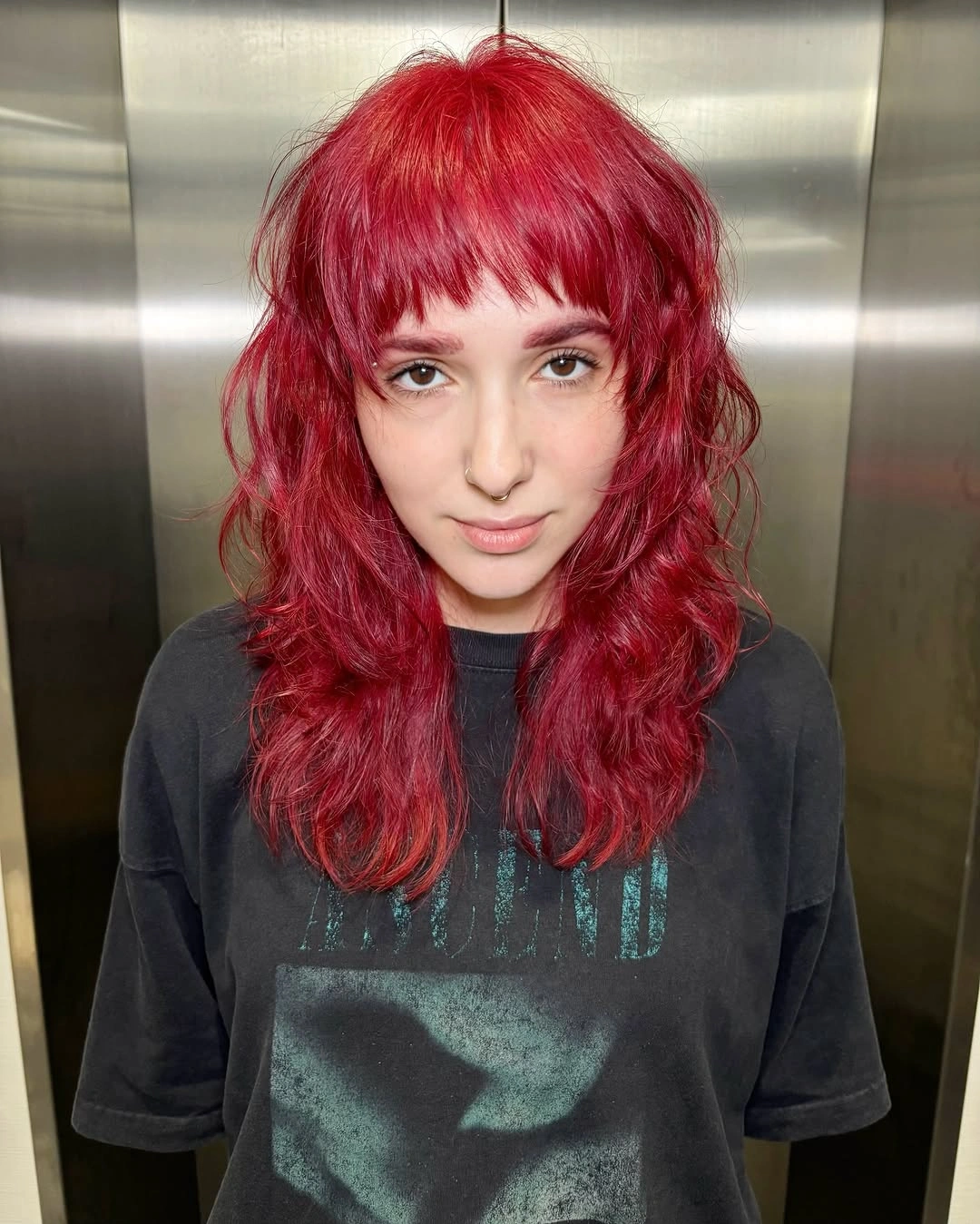 choppy medium layered hair Cherry Red Layered Waves Full Of Movement