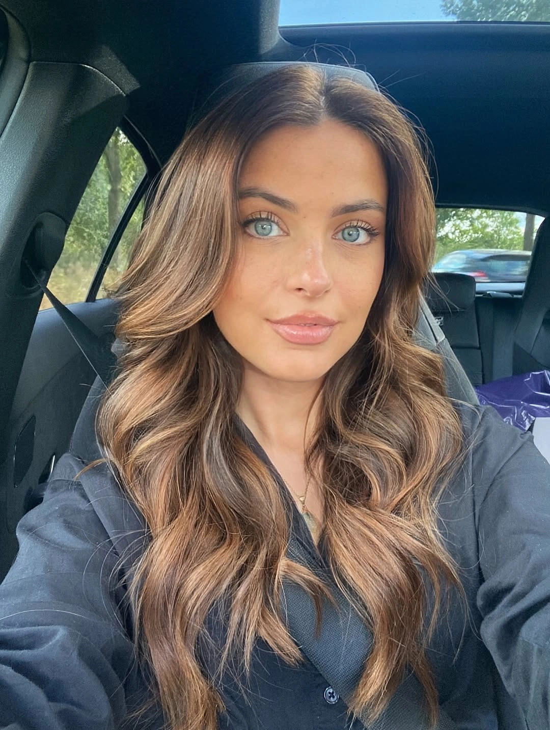 dimensional brunette hair color Warm Brunette Waves With Bright Lower Bends