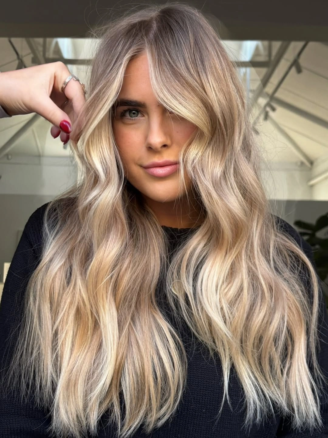 dirty blonde hair color Cool Dirty Blonde Balayage With Bright Face-Framing Ribbons