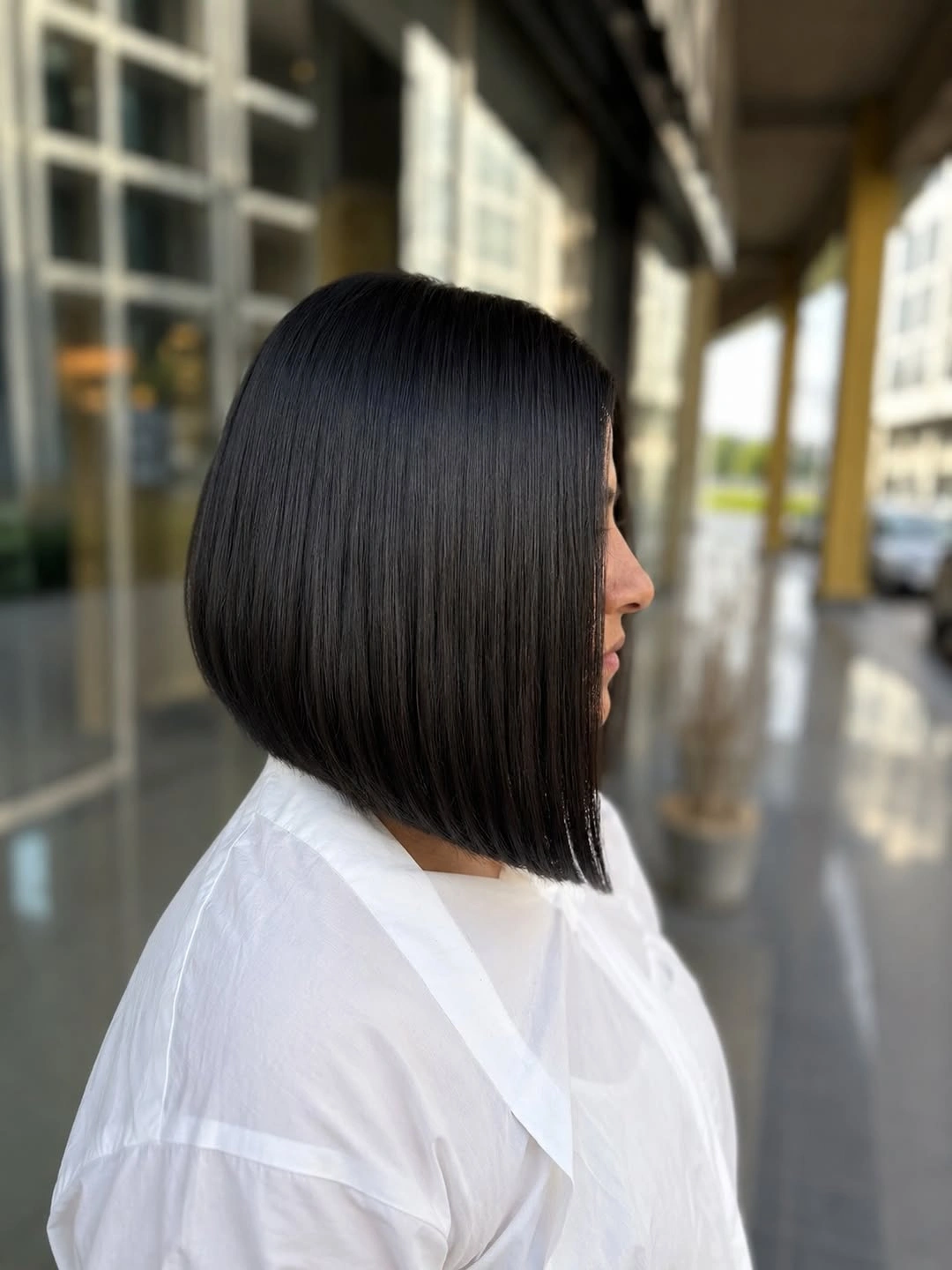 fall bob haircut ideas 2026 Perfectly Sleek Precision Bob With Sharp Clean Lines