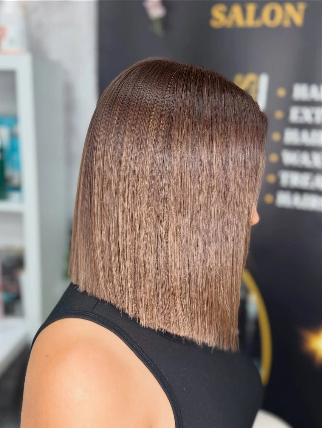 fall bob haircut ideas 2026 Luxury Blunt Bob in Soft Mushroom Brunette