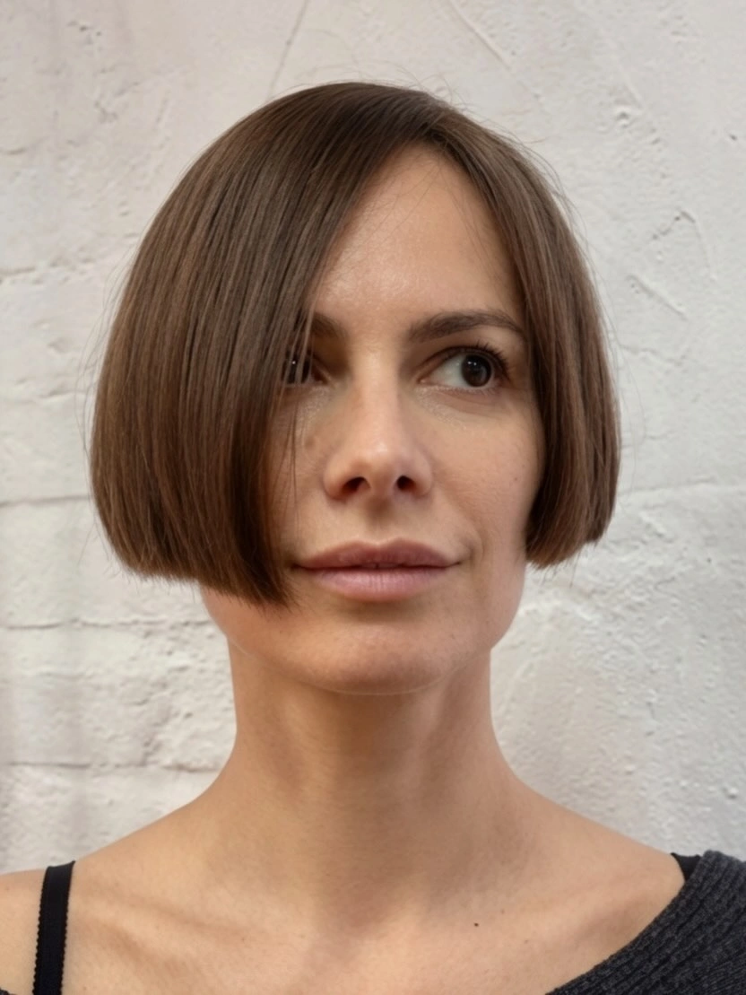 fall bob haircut ideas 2026 Minimalist Side-Part Bob With Soft European Elegance