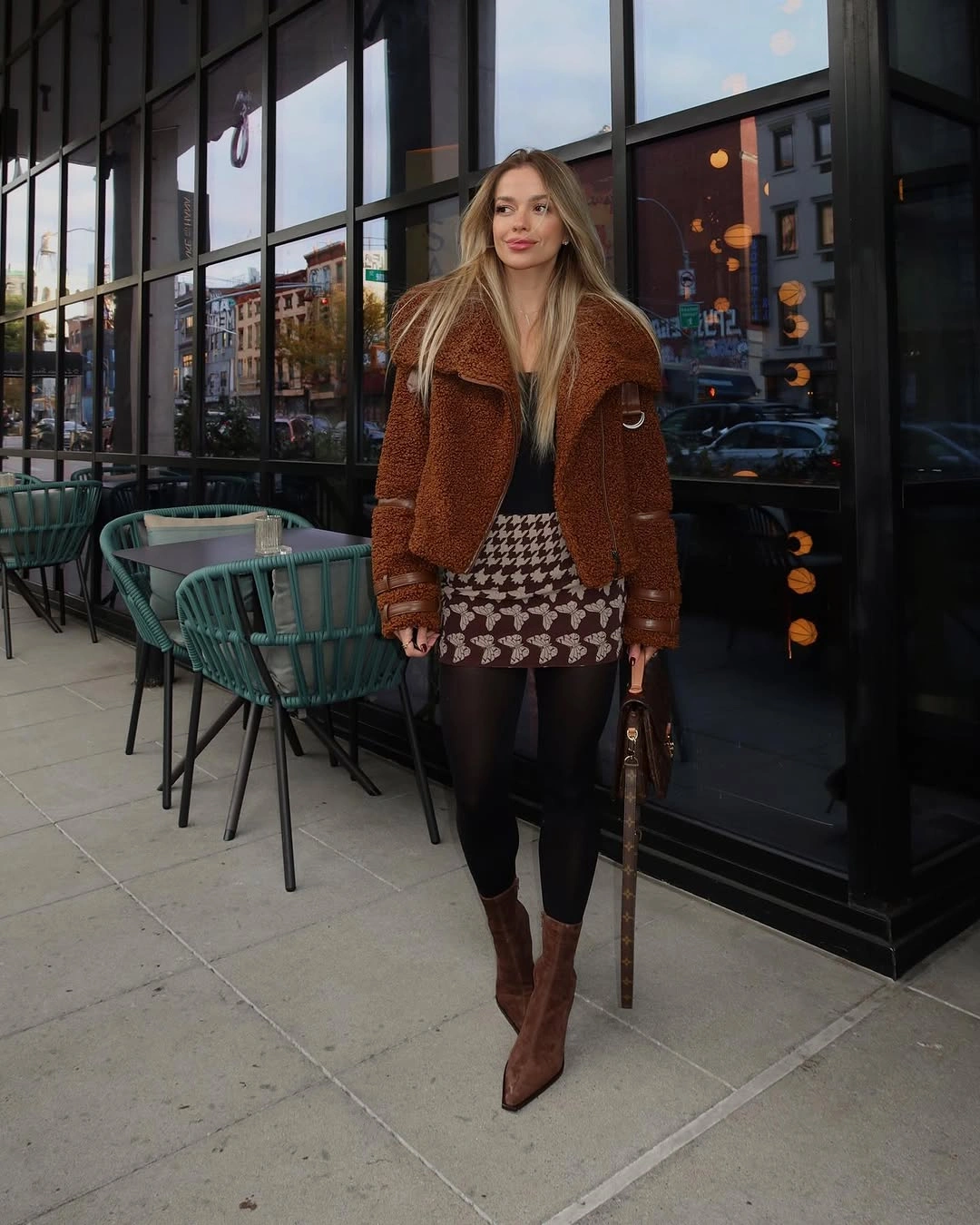 fall classy outfits women 2026 Rich Chocolate Layers With a Statement Mini Skirt