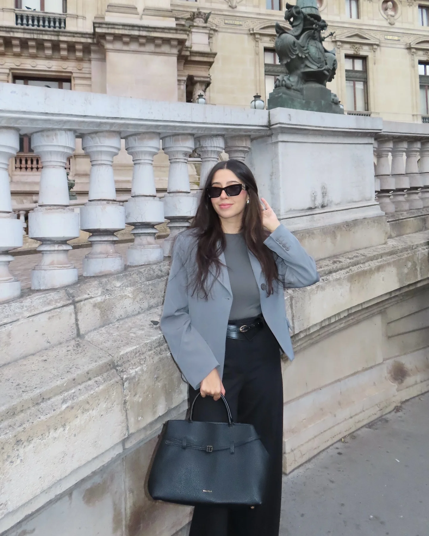 fall classy outfits women 2026 Slate Blue Blazer With Modern Business Elegance