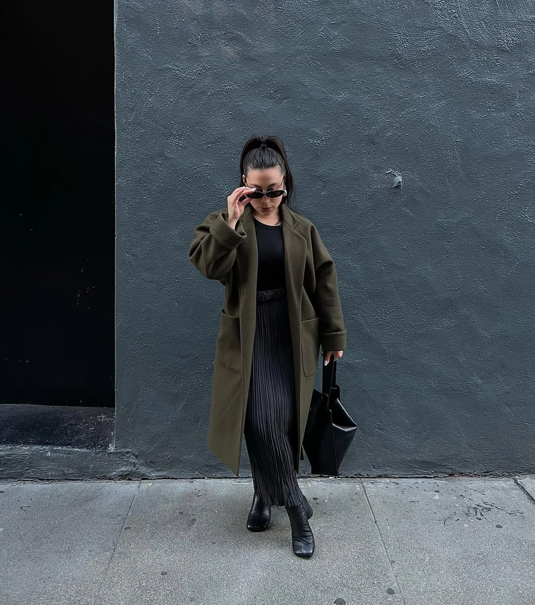 fall classy outfits women 2026 Monochrome Olive Layers With Modern Minimalism