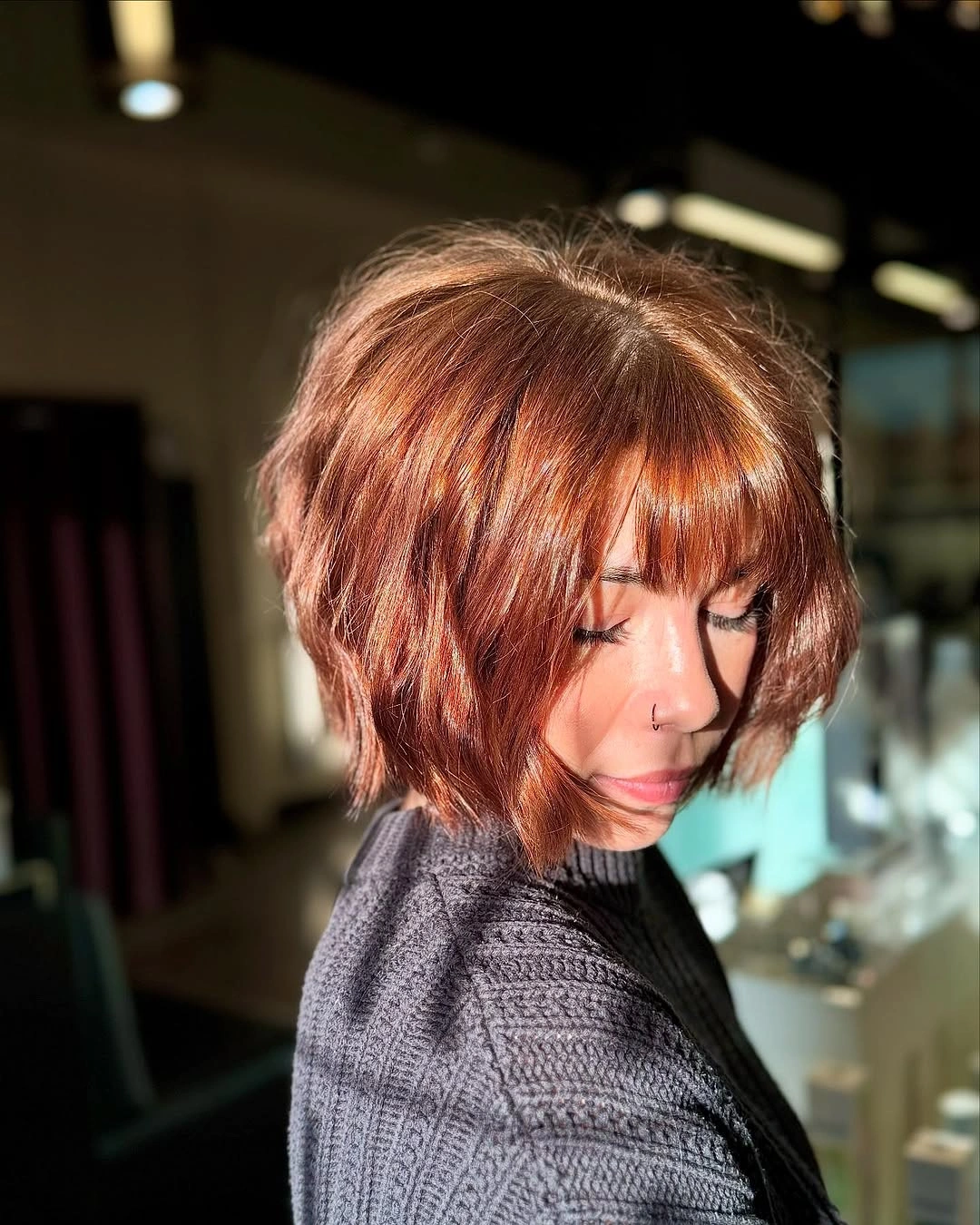 fall French Bob 2026 Copper Textured French Bob For Autumn Glow