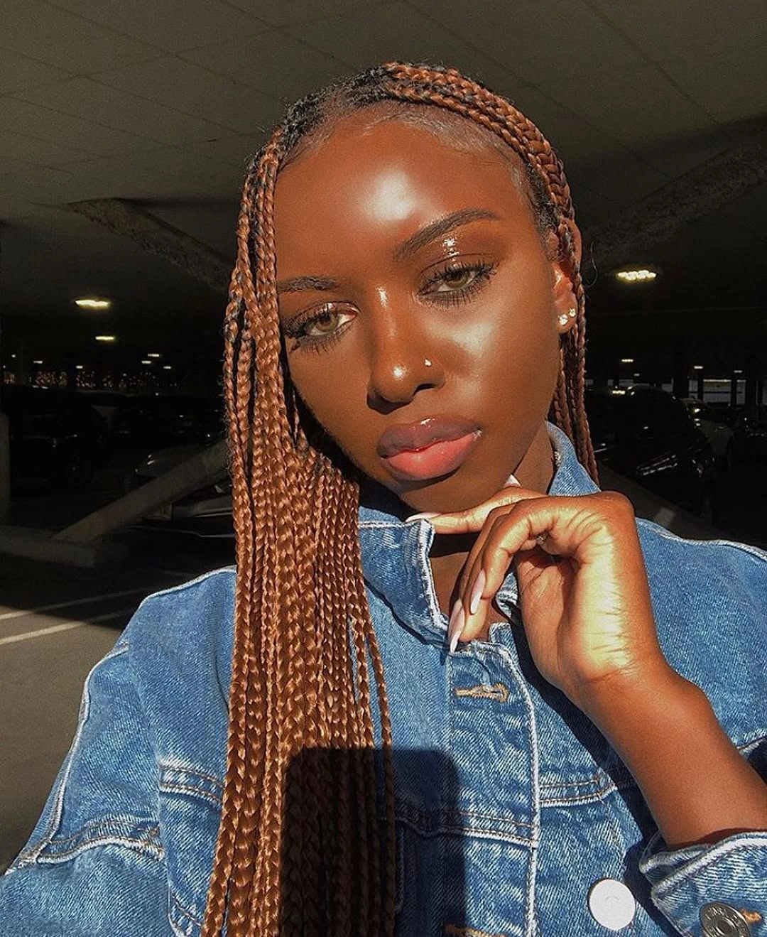 fall hair colors for black women 2026 Warm Cinnamon Box Braids for Everyday Fall Style