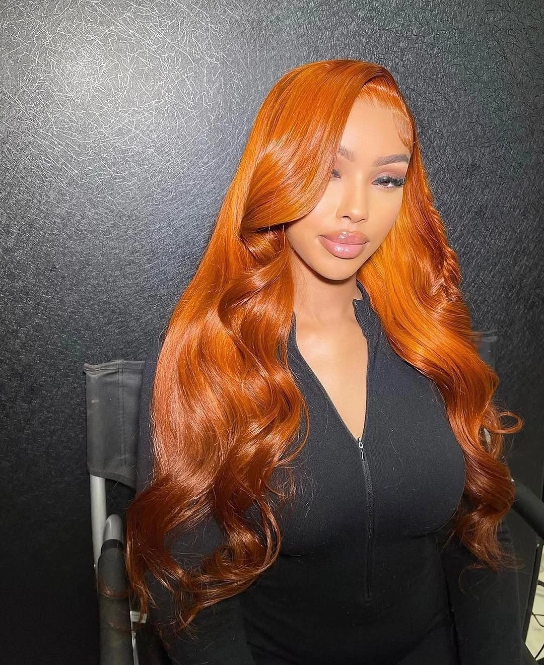 fall hair colors for black women 2026 Glossy Cinnamon Waves Full of Autumn Warmth