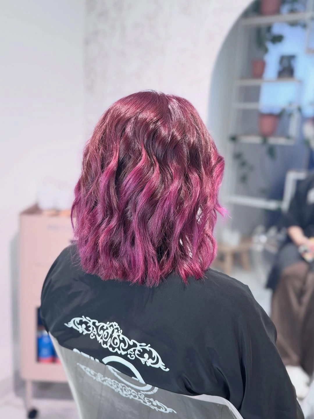 Fall hair colour ideas 2026 Black Cherry Waves with Magenta Dimension