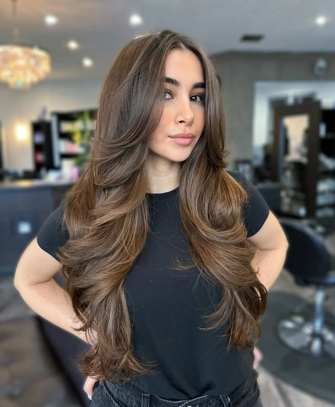 fall hairstyles for long hair 2026 Voluminous Chocolate Layers with Salon-Worthy Movement