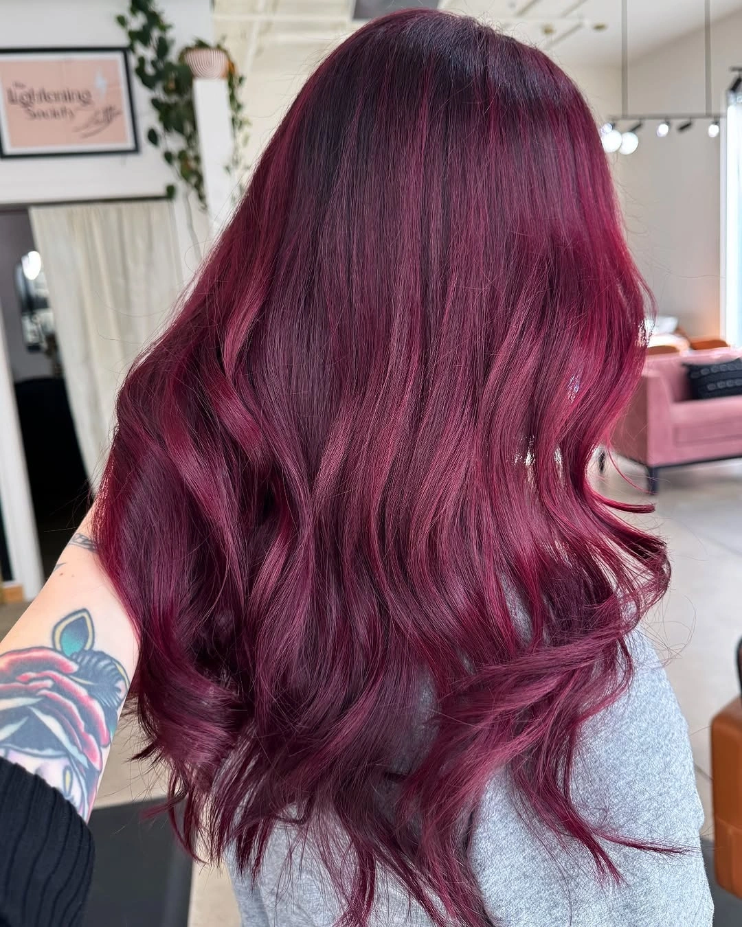 fall hairstyles for long hair 2026 Deep Blackberry Waves That Make Fall Feel Luxurious