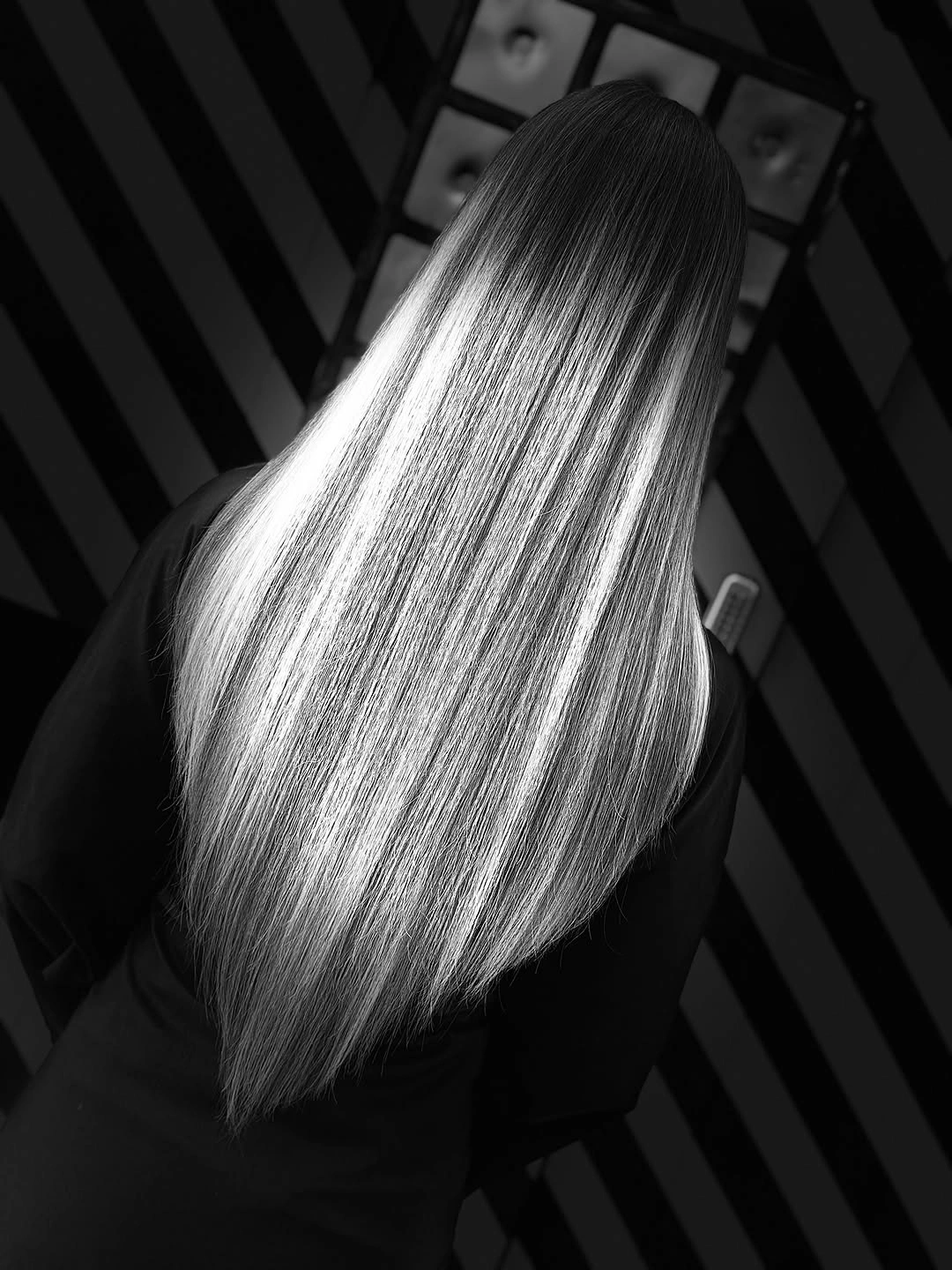 fall hairstyles for long hair 2026 Ultra Sleek Glass Hair with Bold Face-Framing Contrast