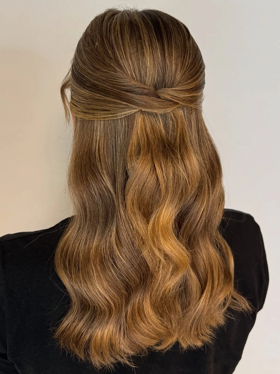 Fall hairstyles for office 2026 Soft Twisted Half-Up Waves with Everyday Elegance