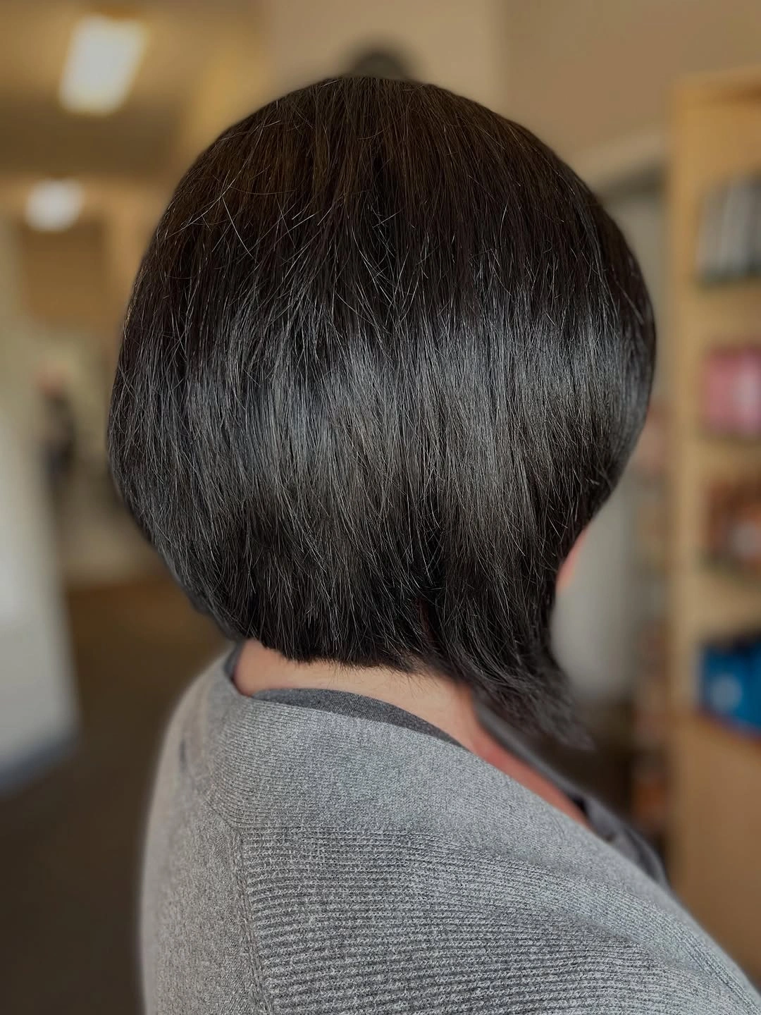 fall medium haircuts 2026 Precision Sleek Midi Bob with Mirror Shine