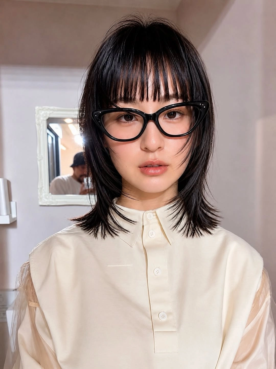 fall medium haircuts 2026 Textured Medium Shag with Wispy Bangs