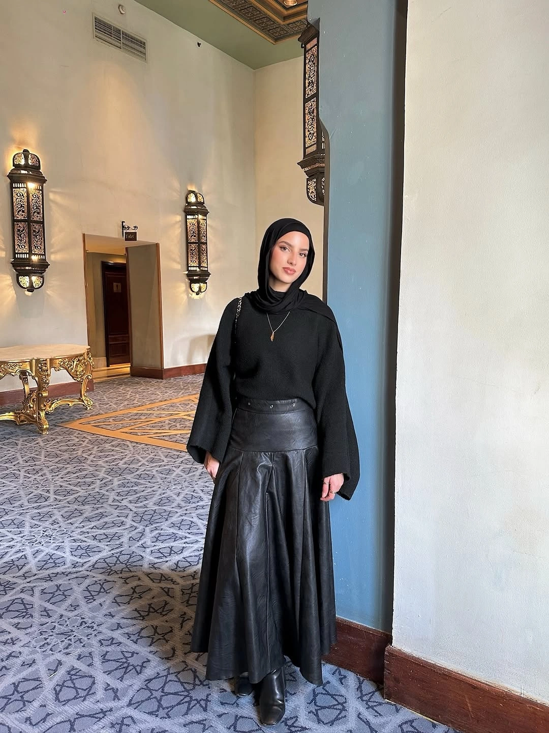 midi skirt fall outfit 2026 Timeless Black Leather with Graceful Volume