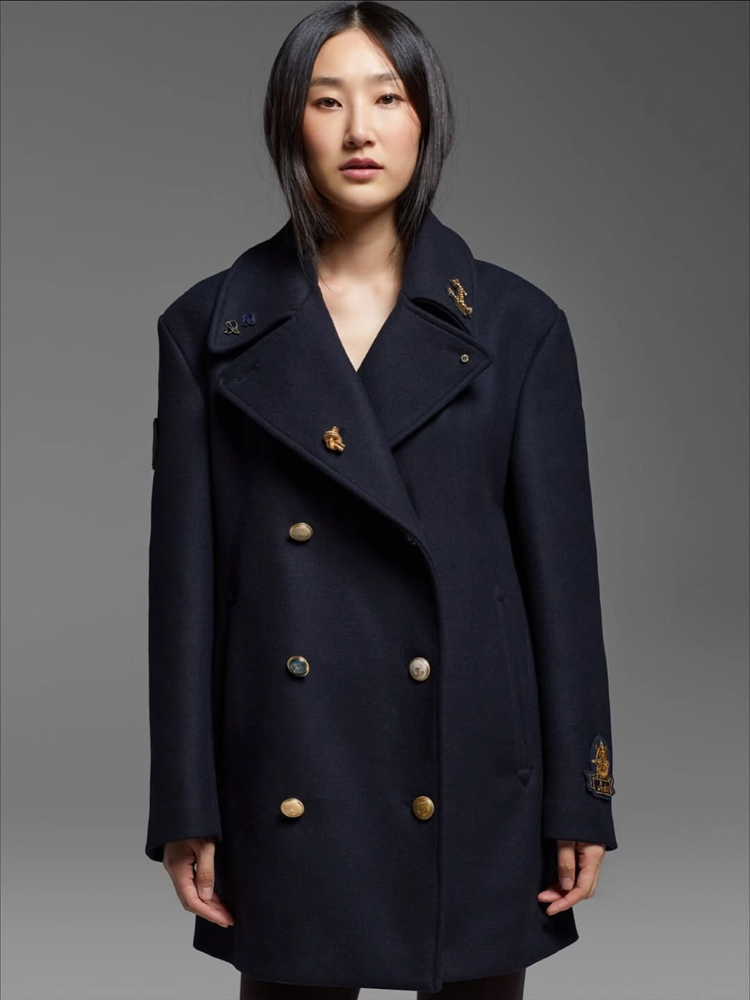 fall outfits with peacoat 2026 Traditional Navy Peacoat With Heritage Details