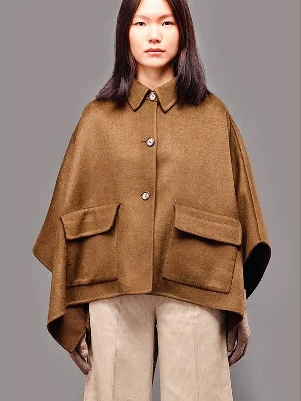 fall outfits with peacoat 2026 Modern Cape Silhouette in Rich Autumn Brown