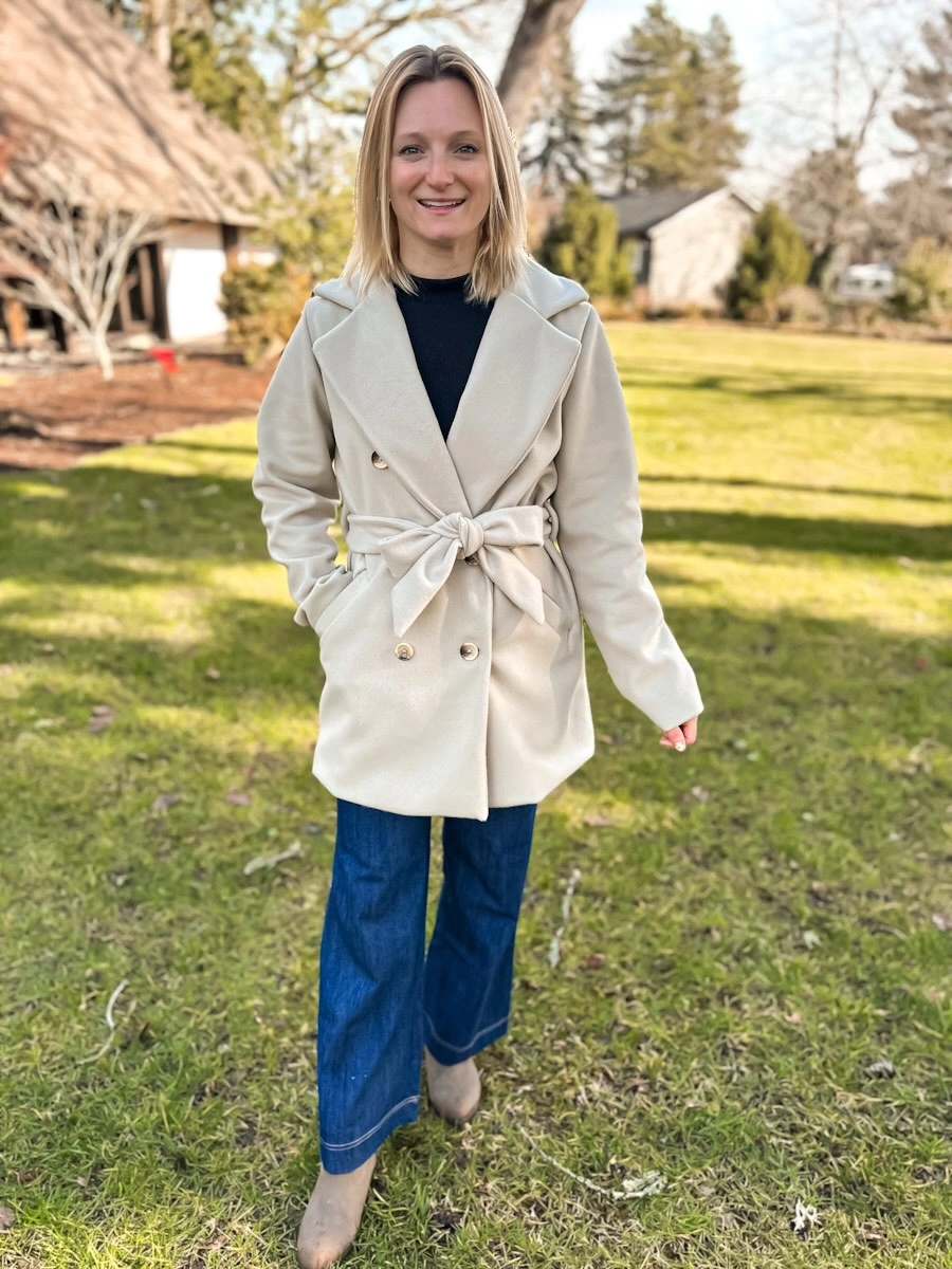 fall outfits with peacoat 2026 Elegant Belted Ivory Peacoat With Everyday Appeal