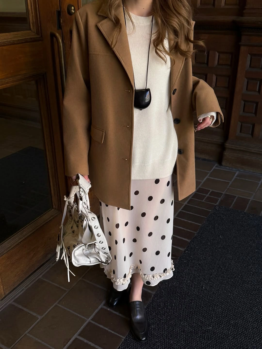 fall outfits with peacoat 2026 Classic Neutrals Meet Feminine Polka Dots