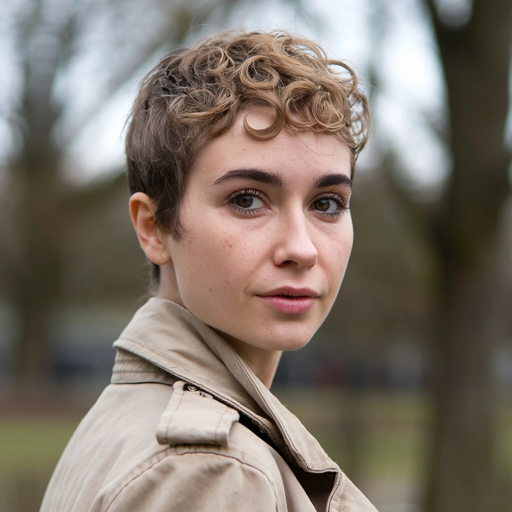 fall pixie haircut ideas 2026 Curly Cropped Pixie With Soft Autumn Volume