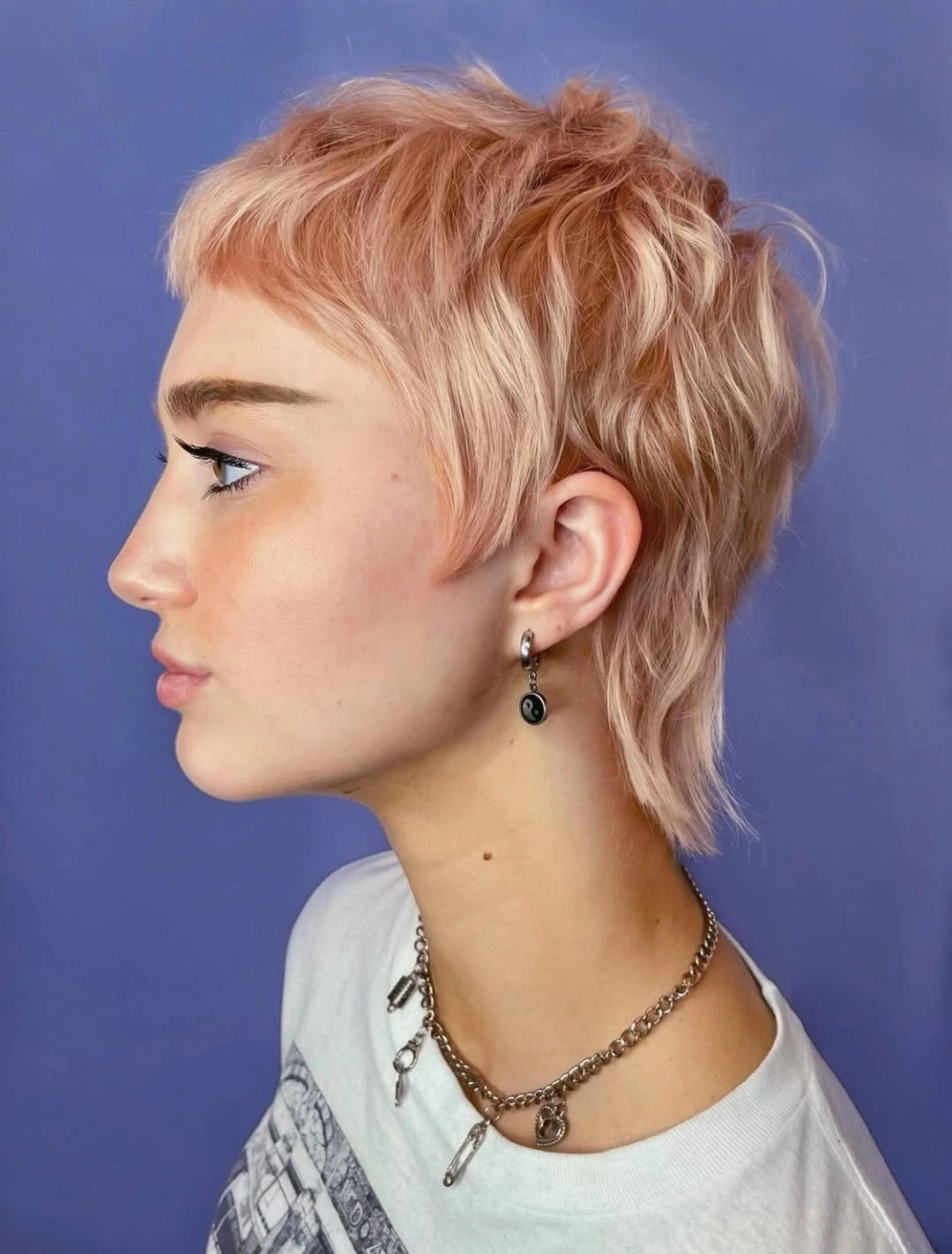 fall pixie haircut ideas 2026 Soft Peach Pixie Mullet With Airy Layers
