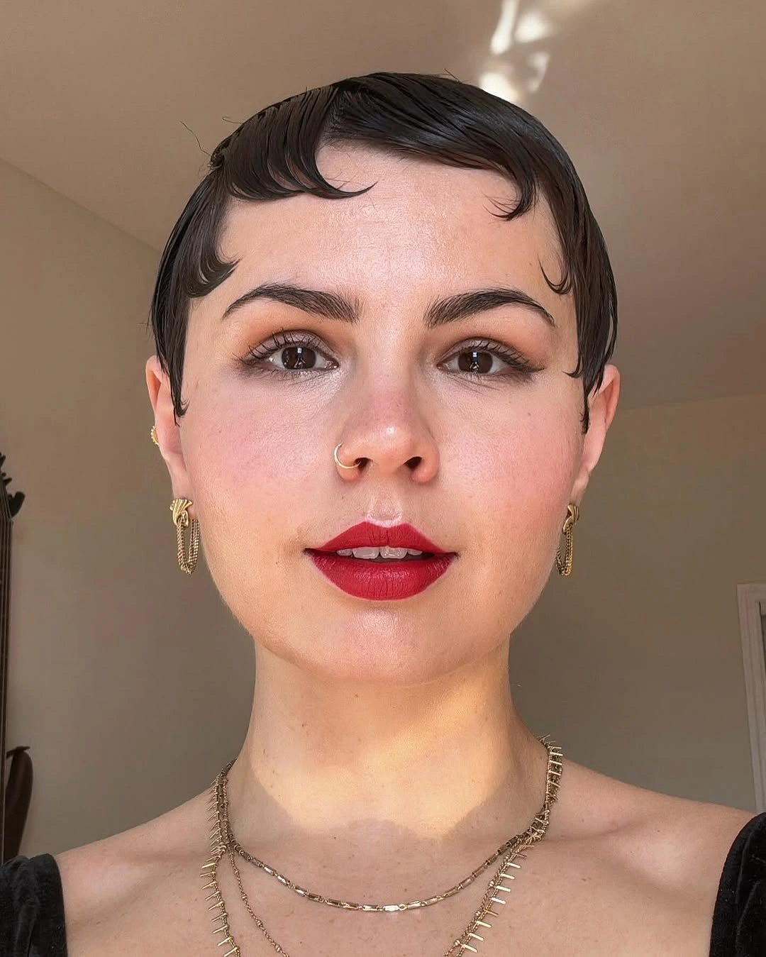 fall short haircuts 2026 Ultra Sleek Micro Pixie With Vintage Finger Waves
