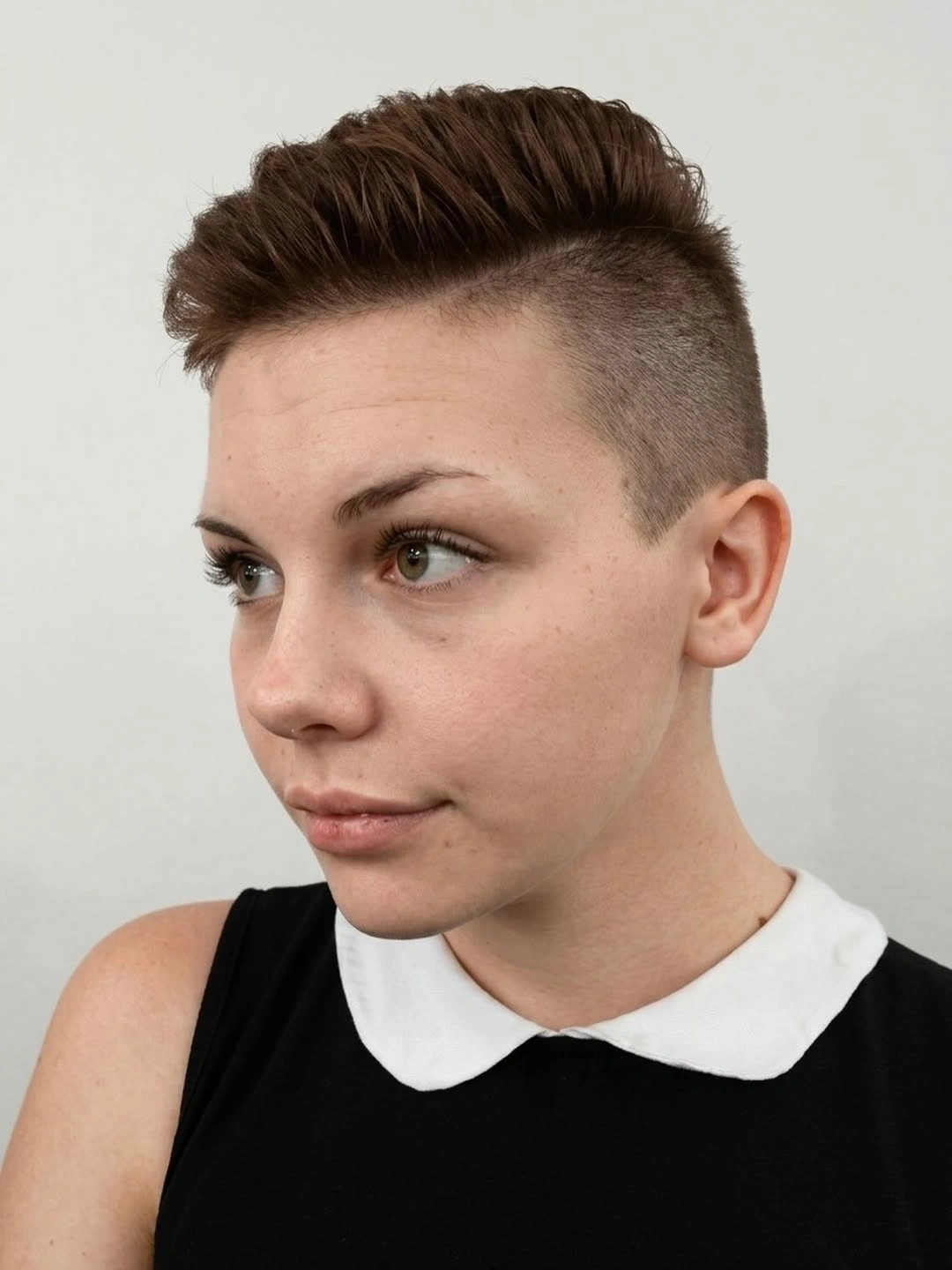 fall short haircuts 2026 Bold Tapered Pixie With a Brushed-Up Crown