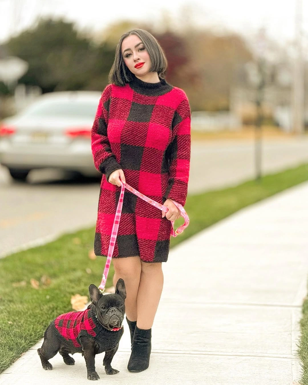 fall sweater dress outfits 2026 Buffalo Plaid Sweater Dress That Brings Playful Fall Energy
