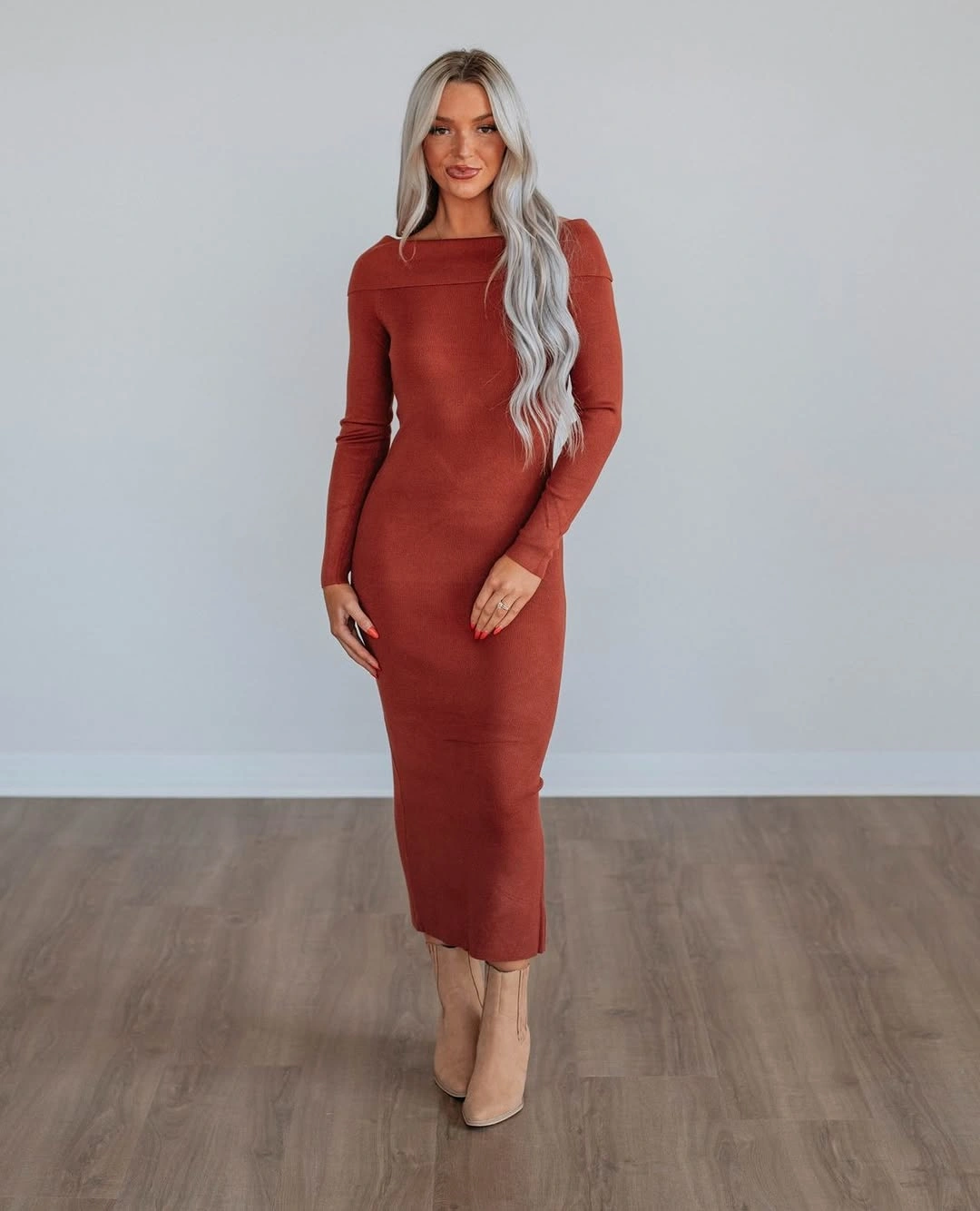 fall sweater dress outfits 2026 Rust Knit Maxi Dresses That Celebrate Autumn Colors