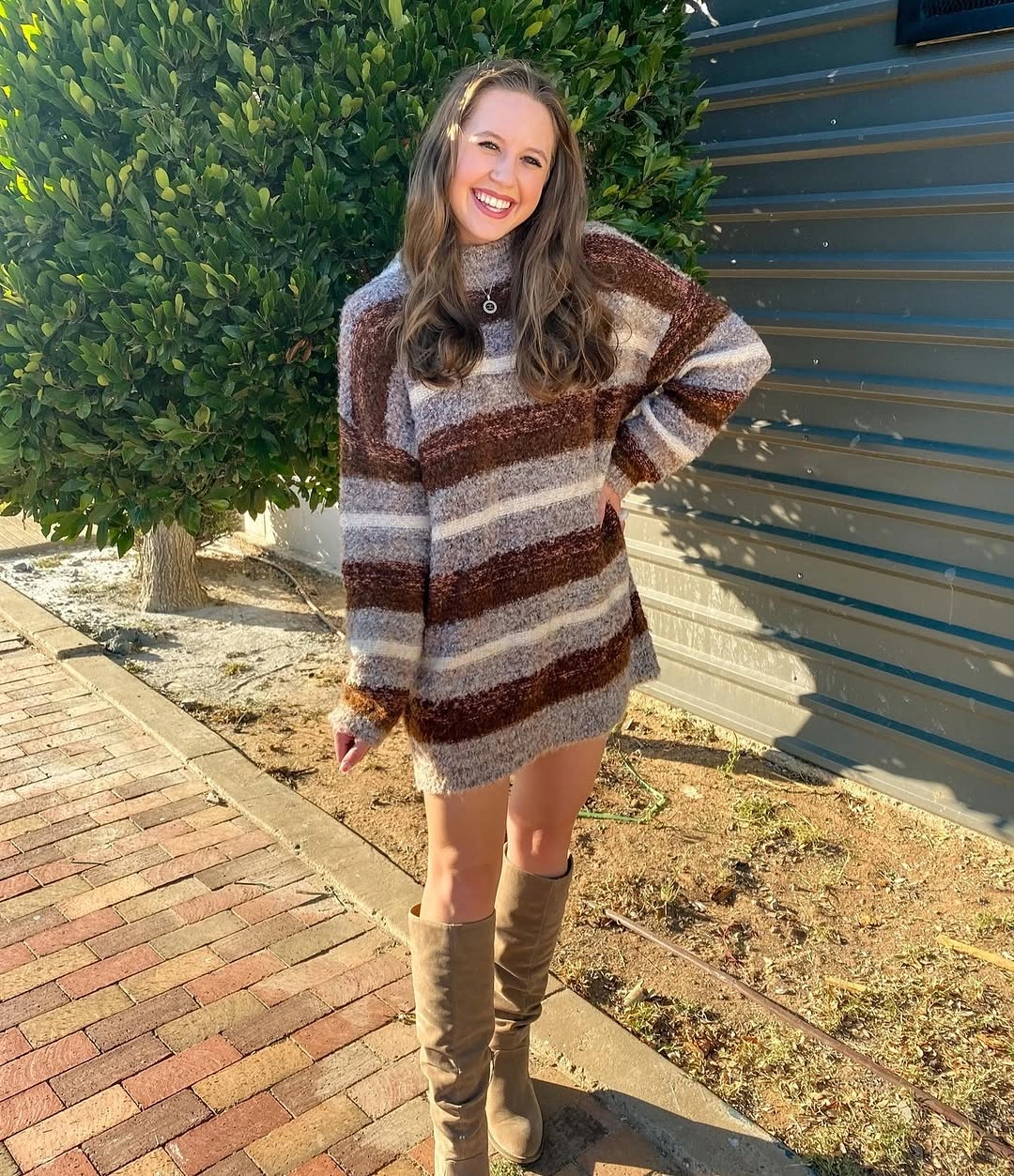 fall sweater dress outfits 2026 Soft Striped Sweater Dresses for Cozy Weekend Comfort