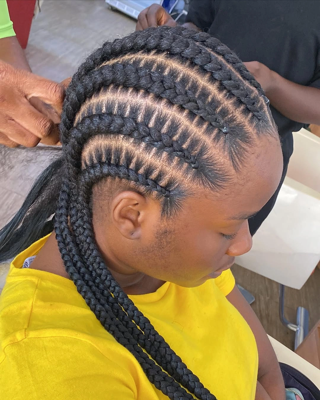 feed in braid hairstyles Bold Straight Back Feed-In Braids With Thick Plaits