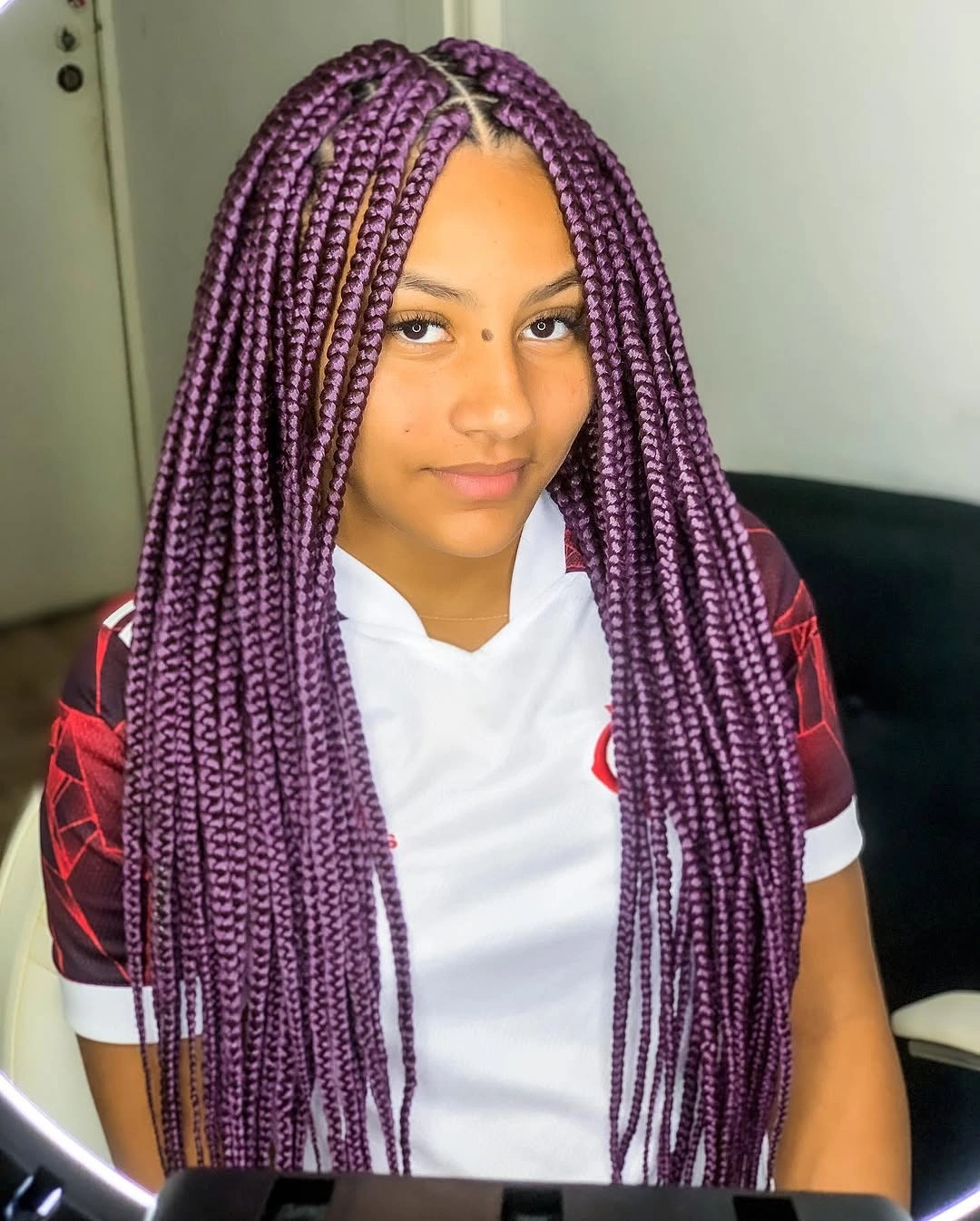 feed in braid hairstyles Burgundy Feed-In Braids That Brighten Your Entire Look