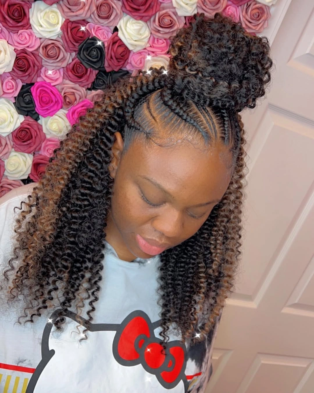 feed in braid hairstyles Half-Up Curly Boho Feed-In Braids With Soft Volume