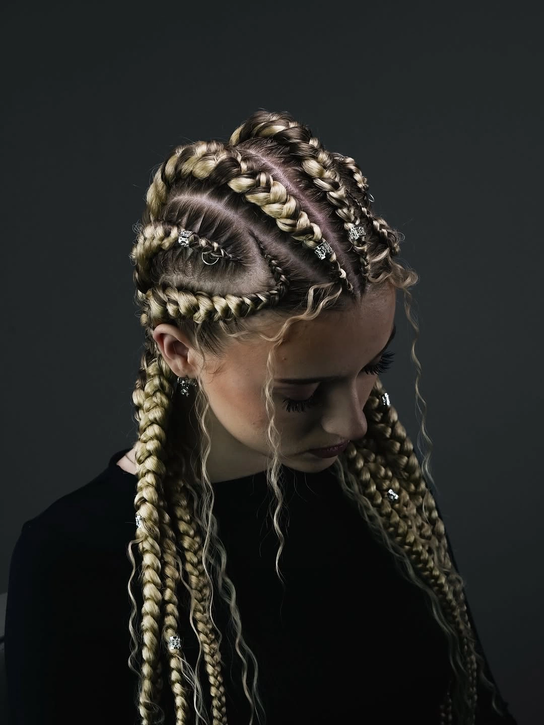 goddess braid Creative Fulani Goddess Braids with Blonde Contrast and Statement Details