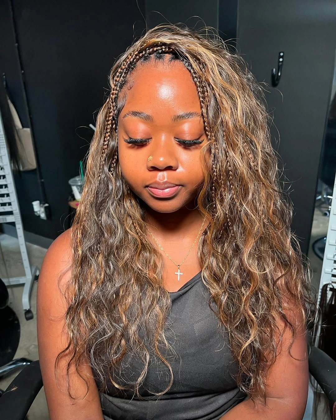 goddess braid Honey Brown Goddess Braids with Soft Beach Waves