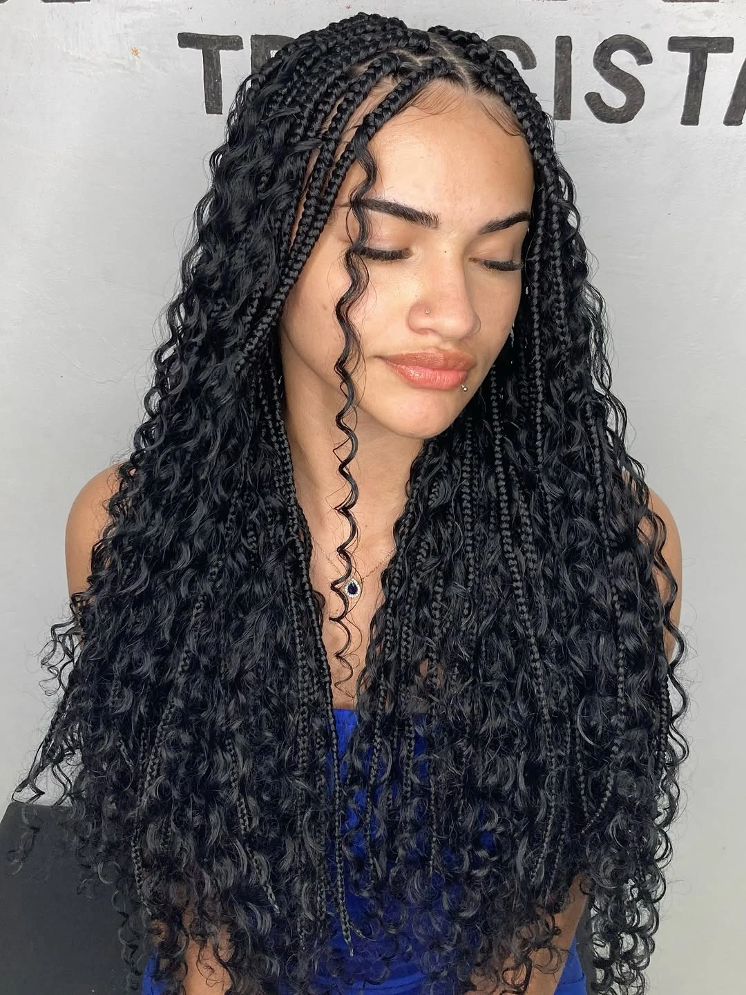 goddess braid Classic Black Goddess Braids with Defined Curly Volume