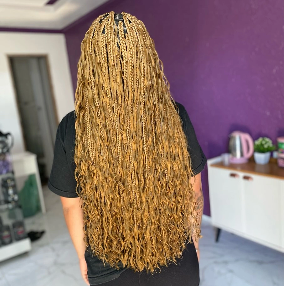 goddess braid Golden Honey Blonde Goddess Braids with Extra Long Waves