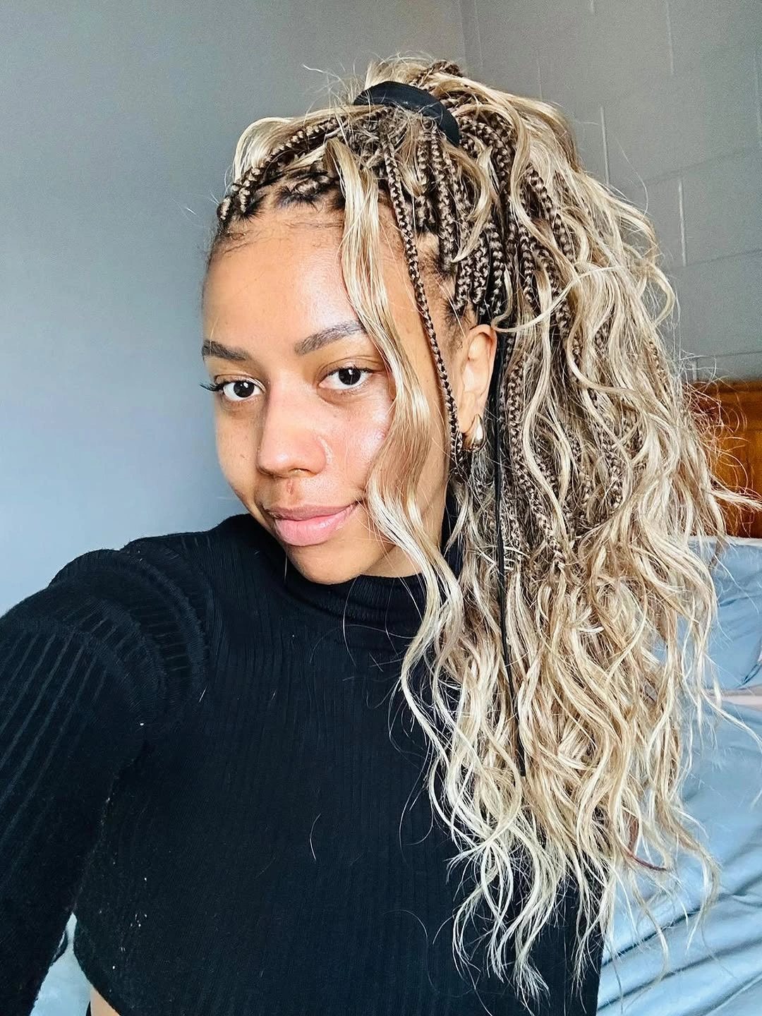 goddess braid High Blonde Goddess Braids Ponytail with Romantic Boho Waves