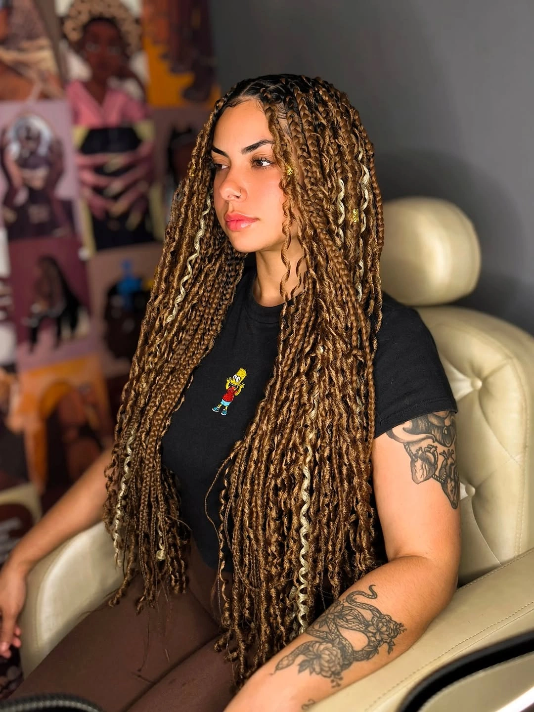 goddess braid Extra Long Honey Brown Goddess Braids with Soft Peekaboo Highlights