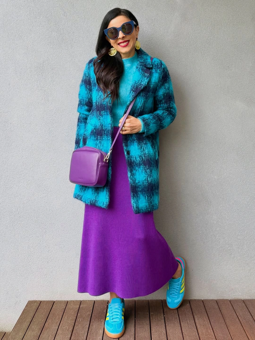 knit skirt outfits fall 2026 Bold Color Blocking With a Long Knit Skirt