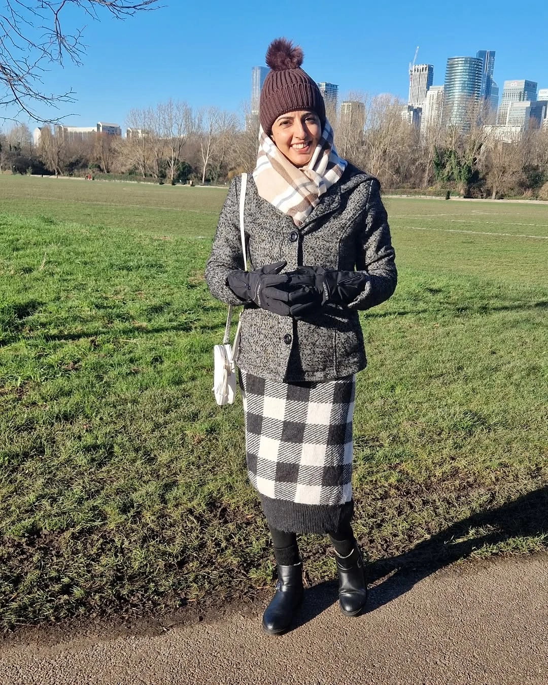 knit skirt outfits fall 2026 Cozy Checked Knit Skirt for Cold Weather Walks